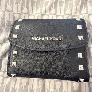 Michael Kors black saffiano leather studded wallet